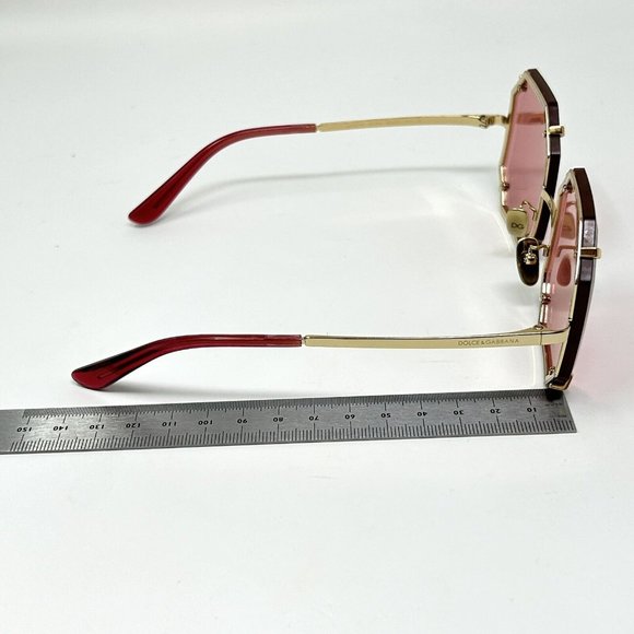 Dolce Gabbana Octagon Sunglasses DG 2216 02/84  55[] 20 Red Lenses Gold Hardware - Picture 12 of 16